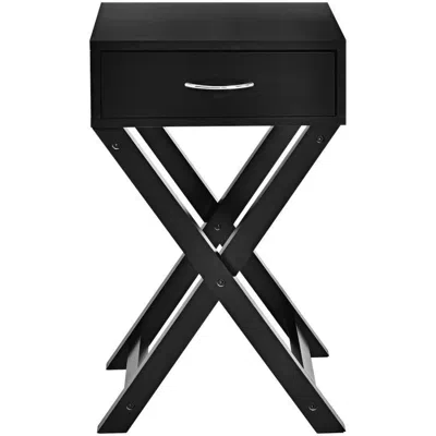 Quikfurn X-shape 1 Drawer Nightstand End Side Table Storage In Black