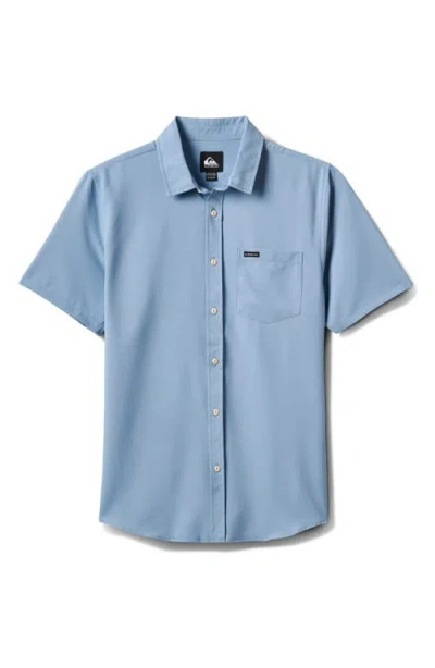 Quiksilver Allport Classic Short Sleeve Performance Button-up Shirt In Blue