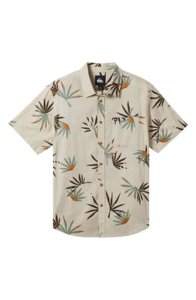 Quiksilver Apero Classic Fit Print Short Sleeve Button-up Shirt In Peach Parf