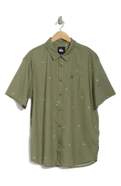 Quiksilver Apero Classic Fit Print Short Sleeve Button-up Shirt In Seaspray Beach Club Casual Ss