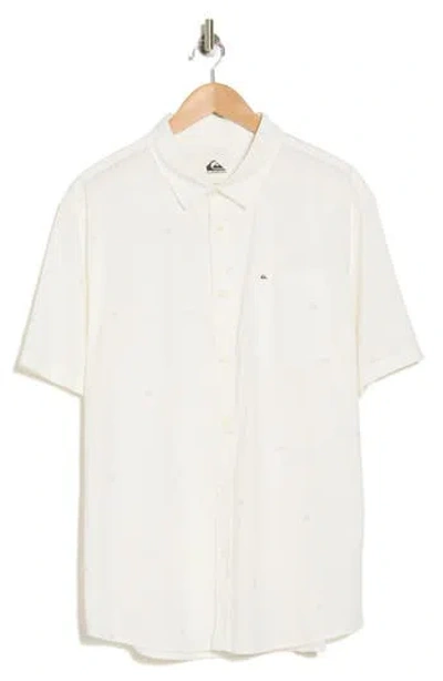 Quiksilver Apero Classic Fit Print Short Sleeve Button-up Shirt In Snow White Double Up Casual Ss