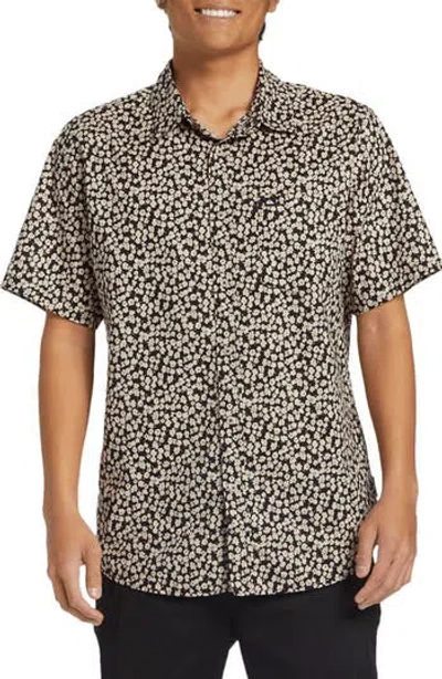 Quiksilver Apero Classic Floral Short Sleeve Button-up Shirt In Black Paper