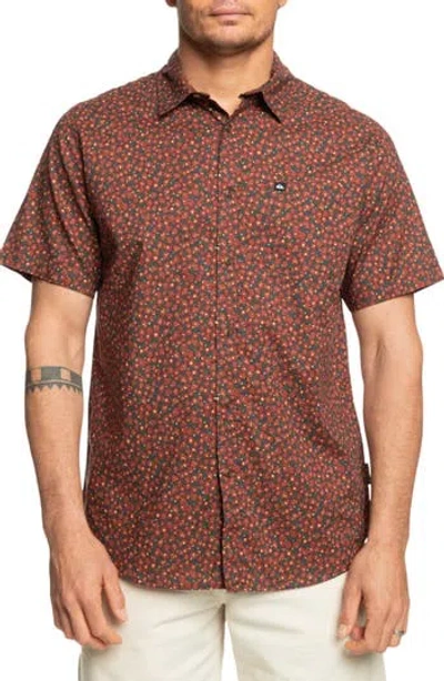 Quiksilver Apero Classic Floral Short Sleeve Button-up Shirt In Henna Print