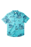 Quiksilver Apero Floral Short Sleeve Button-up Shirt In Capri