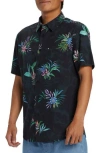 Quiksilver Apero Floral Short Sleeve Button-up Shirt In Urchin- Black