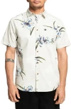 Quiksilver Apero Floral Short Sleeve Stretch Cotton Button-up Shirt In Silver Birch Print