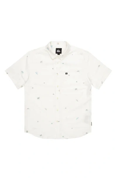 Quiksilver Apero Tropic Short Sleeve Cotton Button-up Shirt In Marshmellow Print 4