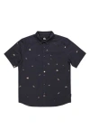 Quiksilver Apero Tropic Short Sleeve Cotton Button-up Shirt In Navy