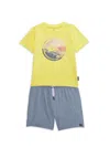 Quiksilver Toddler And Little Boys 2-piece Circle Logo Short Sleeve Graphic T-shirt And Stretch Tech Shorts Set
