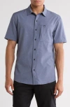 Quiksilver Beckham Short Sleeve Button-up Shirt In Blue