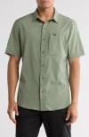 Quiksilver Beckham Short Sleeve Button-up Shirt In Green