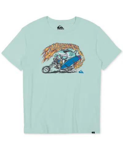 Quiksilver Kids' Big Boys Chopper Shark Graphic Cotton T-shirt In Opal Blue