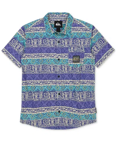 Quiksilver Kids' Big Boys Global Heat Cotton Button-down Shirt In Turquoise