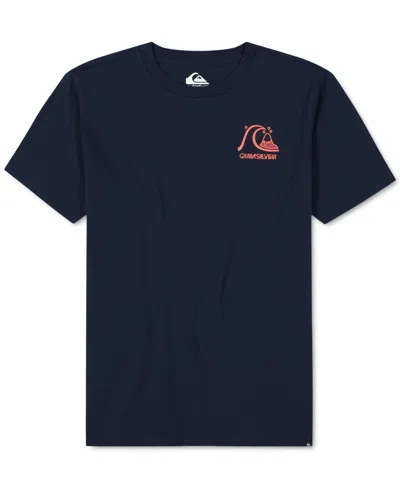 Quiksilver Kids' Big Boys Omni Checked Cotton Short-sleeve Logo Graphic T-shirt In Dark Navy