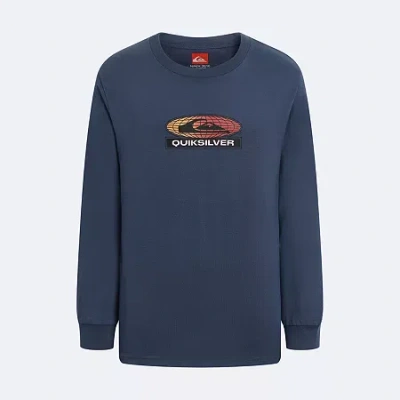 Quiksilver Big Kid Boys Crew Neck Long Sleeve Regular Fit Graphic T-shirt In Blue