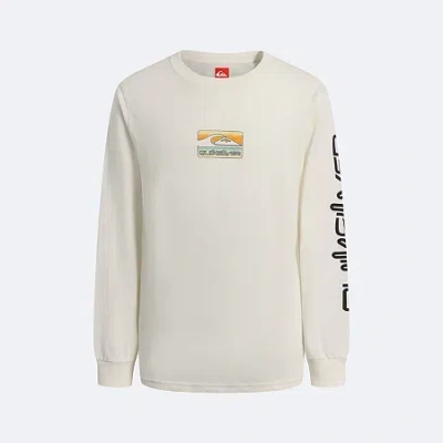 Quiksilver Big Kid Boys Crew Neck Long Sleeve Regular Fit Graphic T-shirt In Neutral