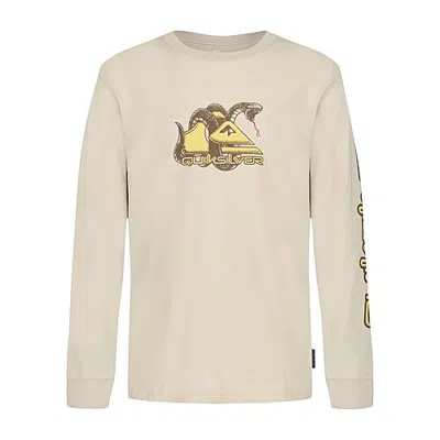 Quiksilver Big Kid Boys Crew Neck Long Sleeve Regular Fit Graphic T-shirt In Beige