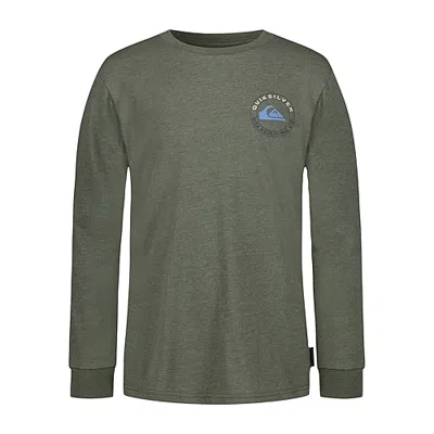 Quiksilver Big Kid Boys Crew Neck Long Sleeve Regular Fit Graphic T-shirt In Green