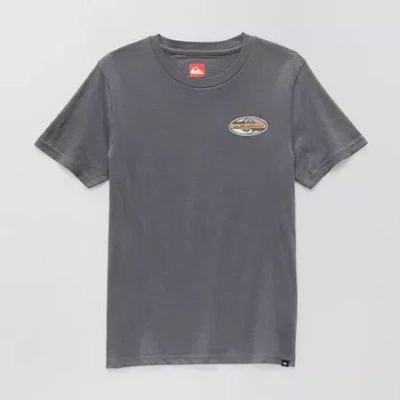 Quiksilver Big Kid Boys Crew Neck Short Sleeve Regular Fit Graphic T-shirt In Gray