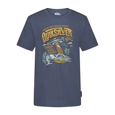 Quiksilver Big Kid Boys Crew Neck Short Sleeve Regular Fit Graphic T-shirt In Blue