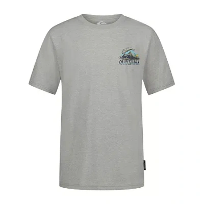 Quiksilver Big Kid Boys Crew Neck Short Sleeve Regular Fit Graphic T-shirt In Gray