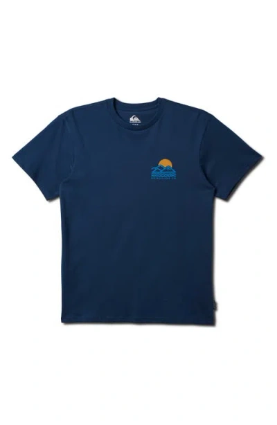 Quiksilver Blue Lines Graphic T-shirt In Navy
