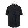 Quiksilver Classic Fit Swell Leaf Short Sleeve Button-up Shirt In Black