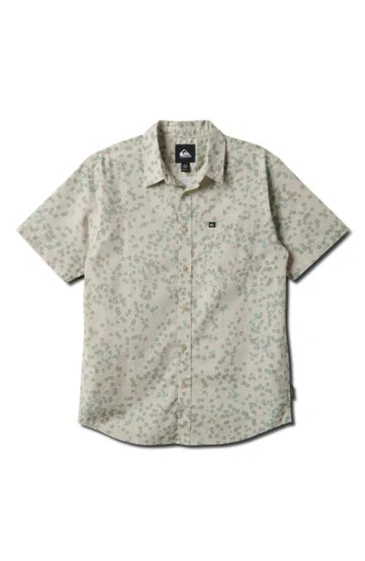 Quiksilver Cosmic Fields Classic Short Sleeve Button-up Shirt In Silver Birch