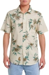 Quiksilver Costal Flora Classic Fit Floal Short Sleeve Cotton Button-up Shirt In Neutral