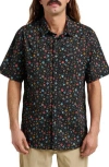 Quiksilver Ditsy Mini Classic Floral Short Sleeve Cotton Button-up Shirt In Black