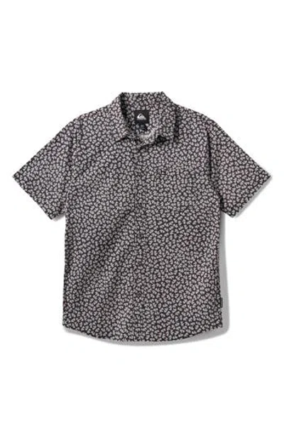 Quiksilver Ditsy Seaweed Classic Fit Short Sleeve Shirt In Black