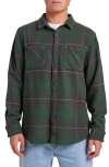 Quiksilver Dna Plaid Cotton Flannel Button-up Overshirt In Green