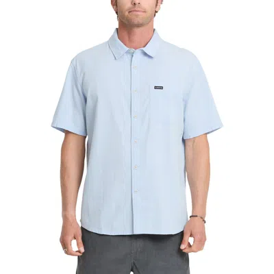 Quiksilver Dobby Stripe Classic Short Sleeve Cotton Button-up Shirt In Blue