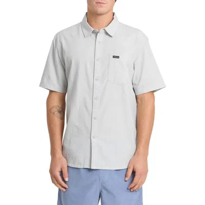 Quiksilver Dobby Stripe Classic Short Sleeve Cotton Button-up Shirt In Gray