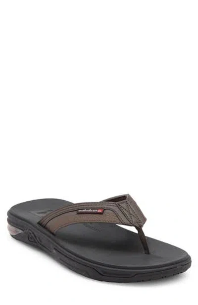 Quiksilver Dylan Deluxe Flip Flop In Dark Brown/ Black Trim