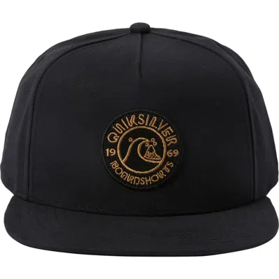 Quiksilver Embroidered Logo Snapback Hat In Black.