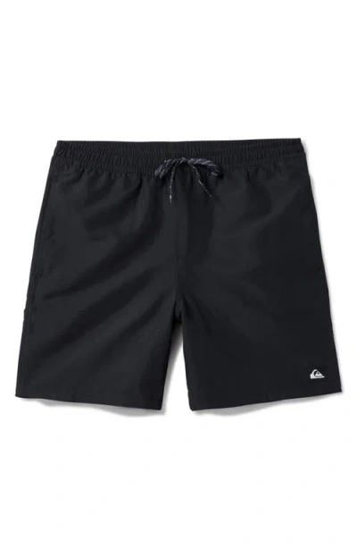 Quiksilver Everyday 17" Solid Stretch Swim Trunks In Black