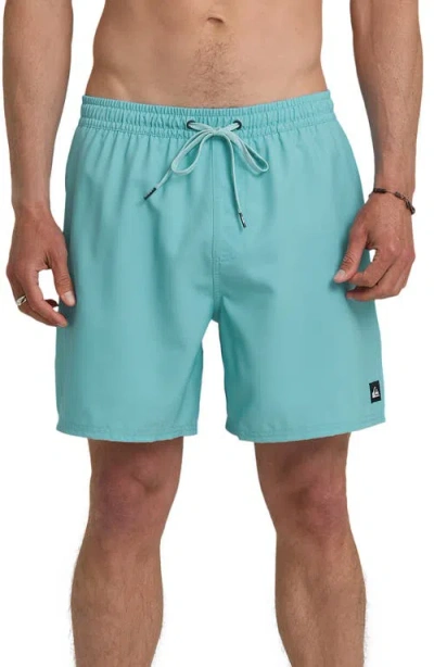 Quiksilver Everyday 17" Solid Stretch Swim Trunks In Blue