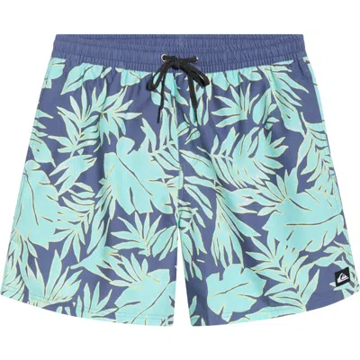 Quiksilver Everyday 17" Trippin' Palm Water Repellent Swim Trunks In Blue