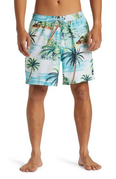 Quiksilver Everyday Mix Volley Swim Trunks In Beach Glass Dna Island
