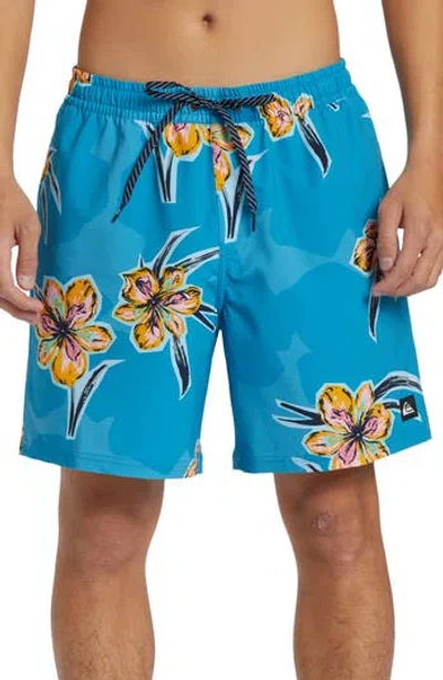 Quiksilver Everyday Mix Volley Swim Trunks In Crystal Seas Print