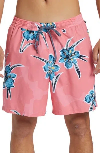 Quiksilver Everyday Mix Volley Swim Trunks In Strawberry Print