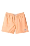 Quiksilver Kids' Everyday Solid Volley 14 Swim Trunks In Papaya Punch