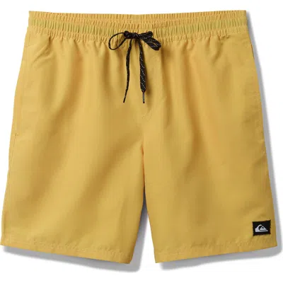 Quiksilver Everyday Solid Volley Swim Trunks In Gold