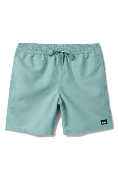 Quiksilver Everyday Solid Volley Swim Trunks In Jade Grey