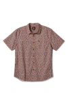 Quiksilver Floral Print Short Sleeve Button-up Shirt In Harvest Flame