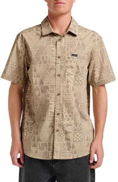 QUIKSILVER QUIKSILVER GEO PRINT COTTON BLEND BUTTON-UP SHIRT