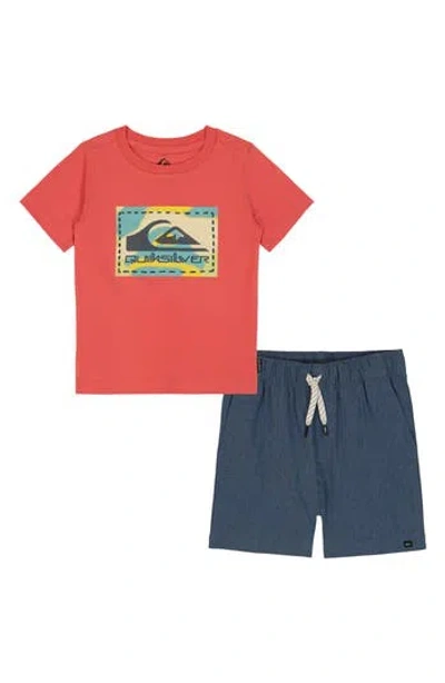 Quiksilver Babies'  Graphic T-shirt & Shorts Set In Orange