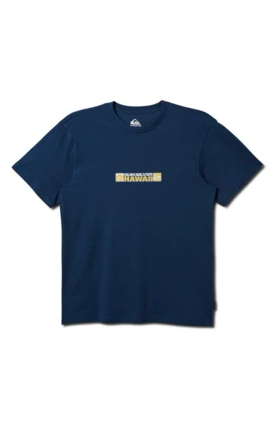 Quiksilver Hawaii Bumper Sticker Graphic T-shirt In Navy