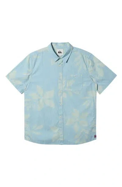 Quiksilver Hi Carved Paddle Short Sleeve Button-up Shirt In Blue